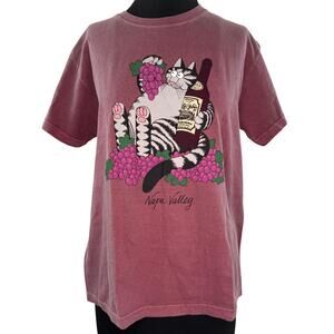 Crazy Napa Valley Wine Dyed T-Shirt Kliban Cat Short Sleeve Size XL X-Large NEW